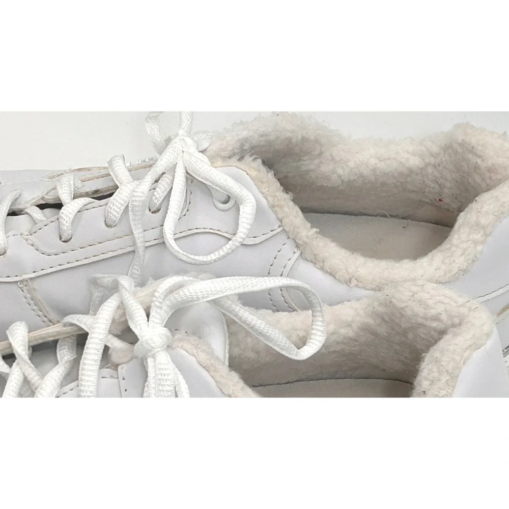 Nine West Womens Cuddly Lace Up Sneakers Size 11 White Lined Leather Look